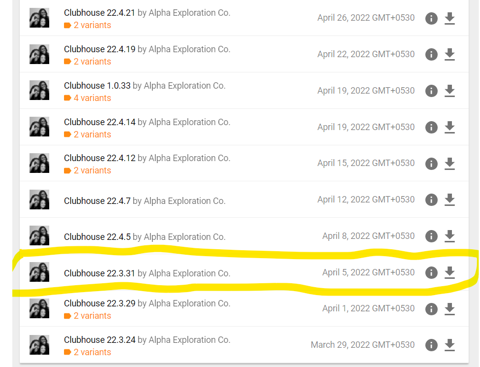 How to install an old version of Clubhouse