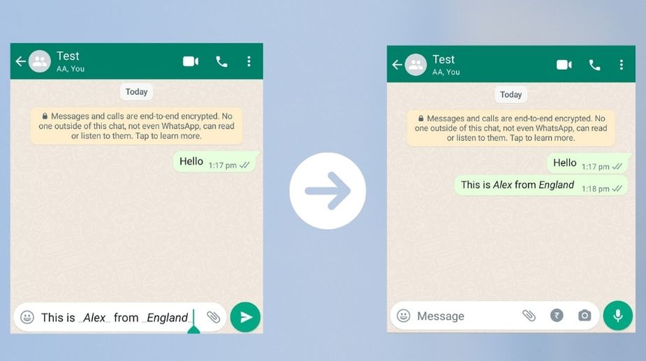 how to make text italic in WhatsApp 
