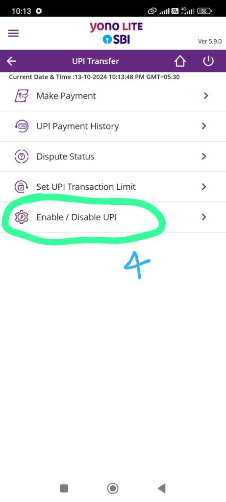 Steps to re-enable SBI UPI payments in Yono Lite app